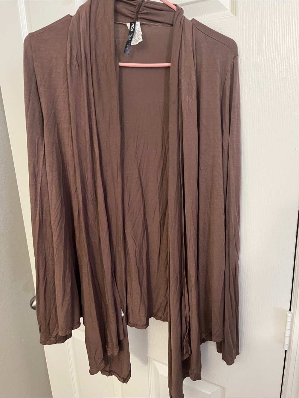MOA USA Brown Open Front Draped Cardigan
